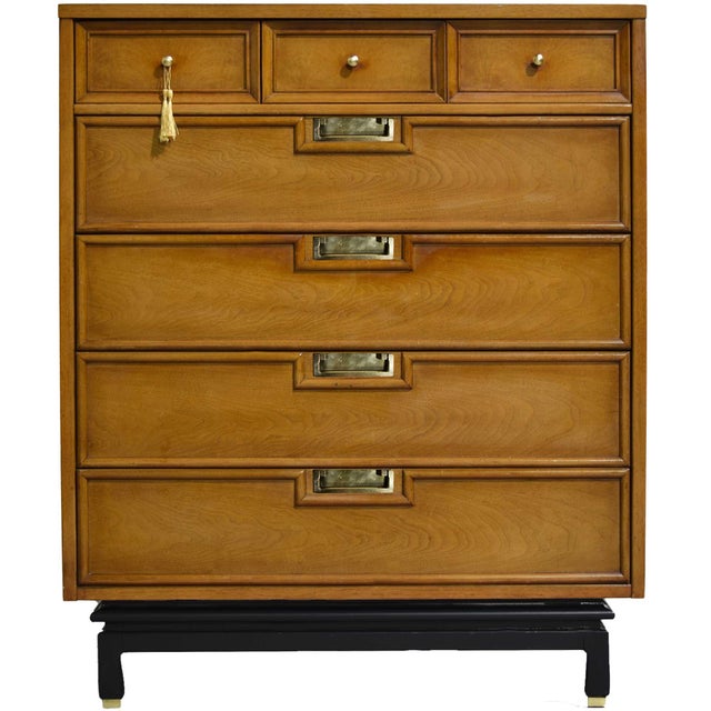 Mid Century Chinoiserie Style Highboy Dresser by American of Martinsville For Sale - Image 12 of 12