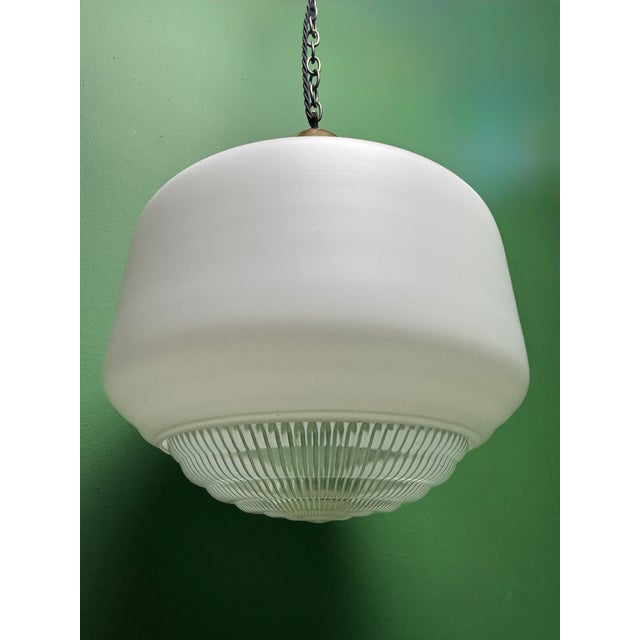 Opaline Pendant Lights with Diffusers, 1930s, Set of 2 For Sale - Image 3 of 11