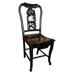 Solid Cherry Wood and Stone Carved Occasional Chair