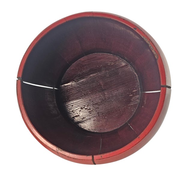 Chinese Red Lacquer Rice Bucket Decorative Storage Container 13" For Sale - Image 13 of 15