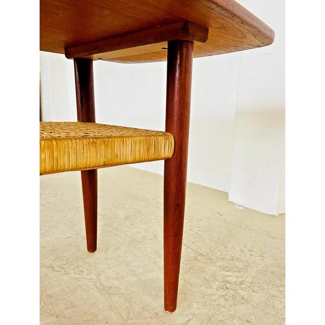 Vintage Danish Teak Coffee Table with Woven Rattan Magazine Shelf, 1960s For Sale - Image 15 of 18