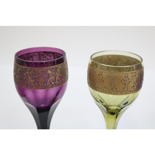 Art Deco Chalices by Ludwig Moser for Karlovy Vary, Former Czechoslovakia, 1920, Set of 5 For Sale - Image 4 of 14