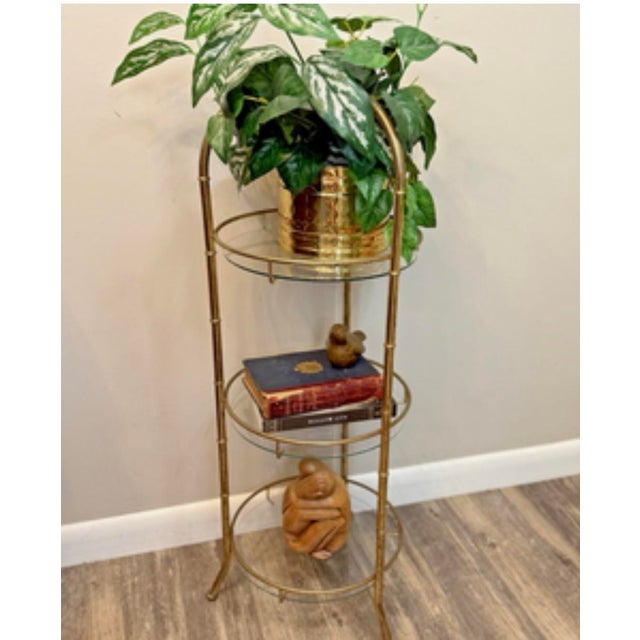 Late 20th Century Vintage Faux Bamboo Brass Etagere For Sale - Image 5 of 5
