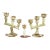 Vintage Italian Onyx Stone Tulip Candelabra Candlestick Holders - Set of 3 For Sale