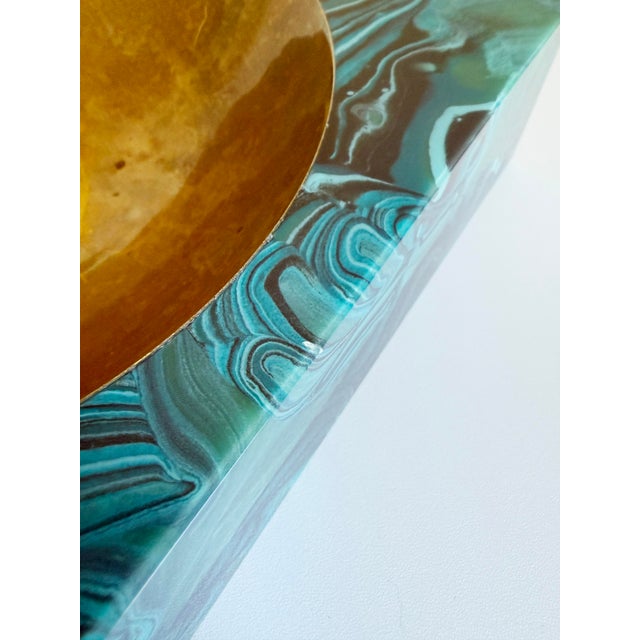 Aldo Tura Vide Poche, Brass & Faux Malachite, Italy 1960s, Attributed For Sale - Image 16 of 16
