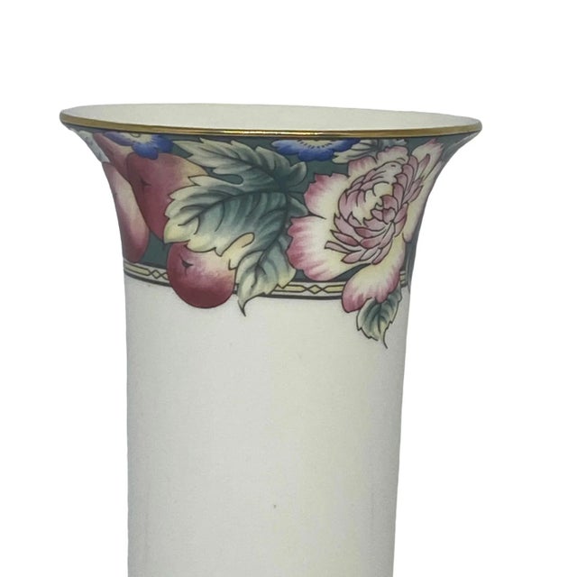 Vintage Royal Doulton Orchid Hill Medium Column Fine Bone China Vase For Sale In Washington DC - Image 6 of 12