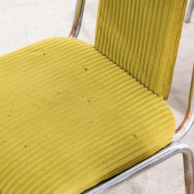 Olive Green Upholstered Chrome Framed Stacking Dining Chairs, 1980s, Set of 8 For Sale - Image 4 of 12