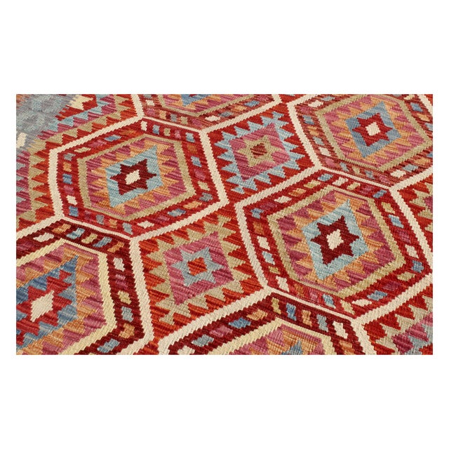Boho Chic Large Vintage Afghan Ethnic Kilim Rug in Handmade Wool, 2010s For Sale - Image 3 of 8