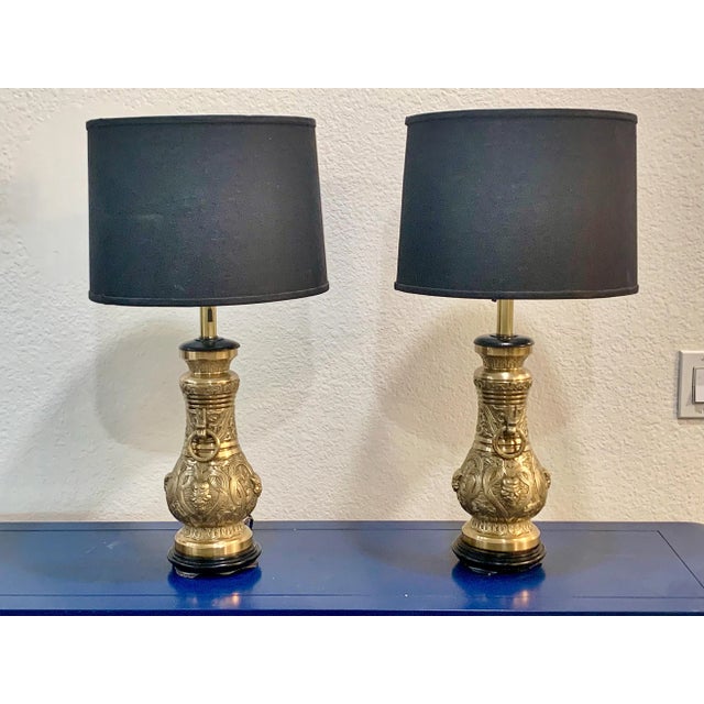 Mid 20th Century Pepe Mendoza Style Chinoiserie Bronze Table Lamps — Pair For Sale - Image 5 of 10