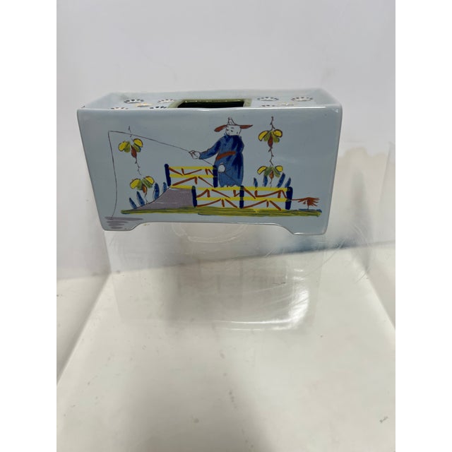 Delft Chinoiserie Flower Brick For Sale - Image 4 of 6