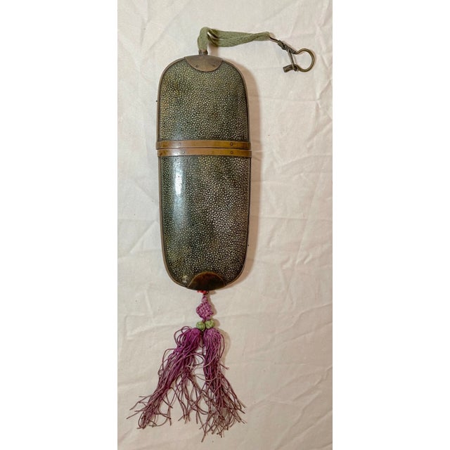 Bronze Rare Antique 19th Century Chinese Bronze Shagreen Stingray Glasses Case Holder For Sale - Image 8 of 12