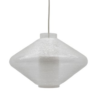 Pendant Light in Opal and Textured Glass, 1960s For Sale