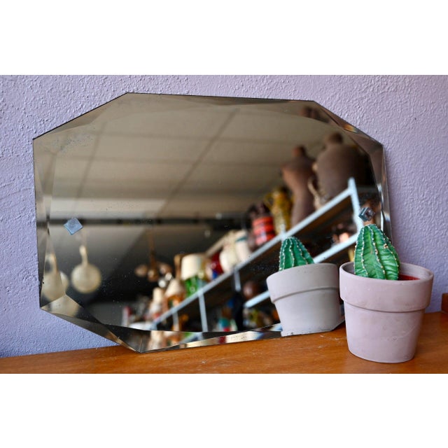1940s Art Deco Octagonal Patinated Mirror, 1940s For Sale - Image 5 of 6