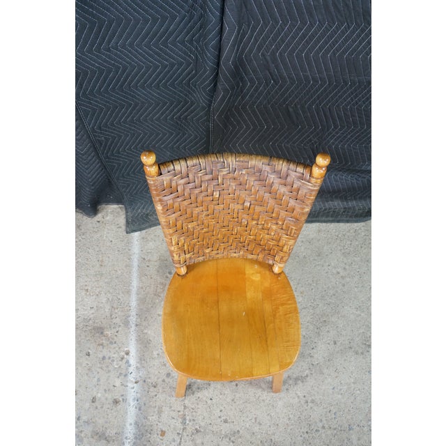 4 Vintage Old Hickory Arts & Crafts Rustic Oak Herringbone Dining Side Chairs For Sale - Image 15 of 18