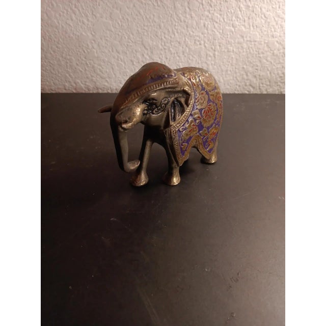 1970s Solid Brass Ornate Elephant Sculpture For Sale - Image 4 of 7