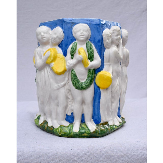 Early 20th C. Italian Majolica Planter in the Manner of Della Robbia For Sale - Image 9 of 11
