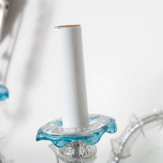 Pair of Foliate 3-Arm Glass Tendril Sconces For Sale In New York - Image 6 of 8