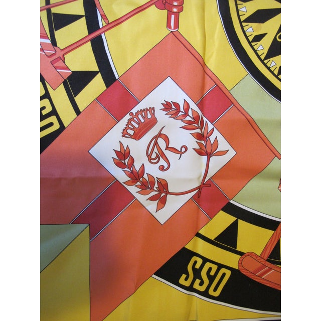 Hermes France Carre 90 Sextants Compass Pattern Black & Multi-Color Silk Scarf For Sale - Image 10 of 16