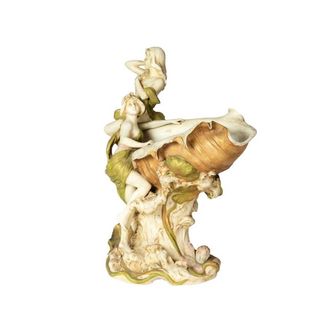 Art Nouveau Porcelain Centerpiece with Nymphs from Royal Dux Bohemia, 1900s For Sale - Image 3 of 14