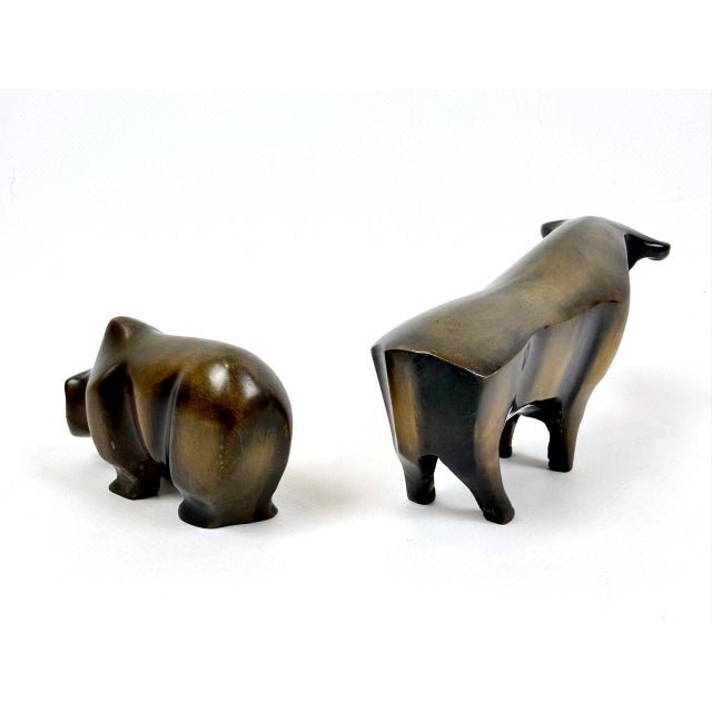 1980s Vintage Bronze Bull and Bear Figurines by Reinhard Dachlauer, Germany, 1980s, Set of 2 For Sale - Image 5 of 16