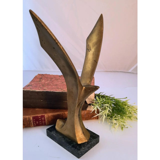 Mid-Century Modern Vintage Brass Brutalist Abstract Mid Century Bird Sculpture For Sale - Image 3 of 11