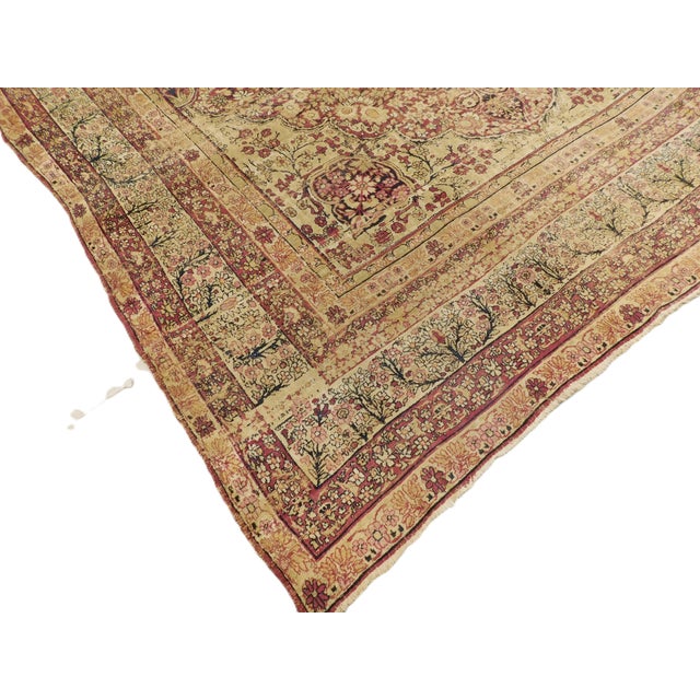 Persian Distressed Antique Hand Knotted Persian Rug in Earth Tones - 9'x 12'10" For Sale - Image 3 of 12