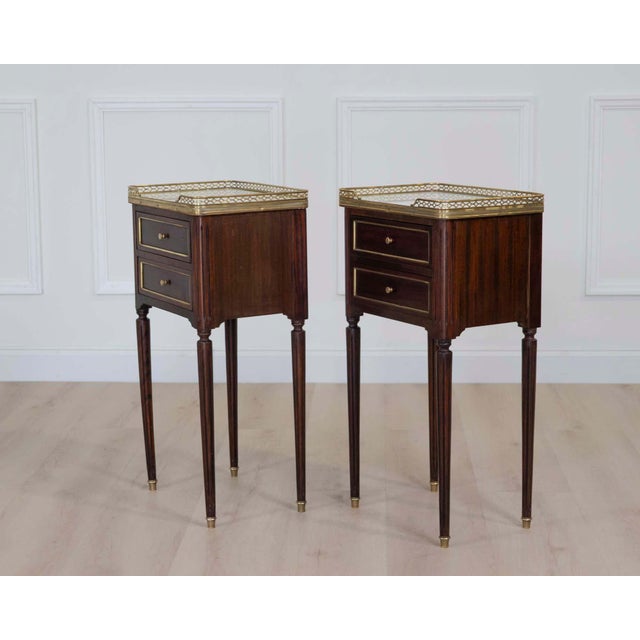 Pair of French 20th Century Louis XVI Style Bedside Tables For Sale - Image 11 of 12