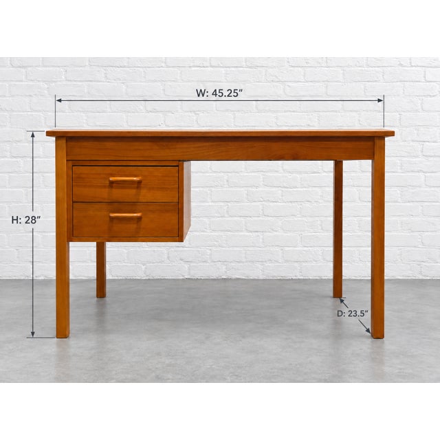 Mid-Century Modern Apartment Sized Mid Century Modern Teak Desk | Compact Danish Writing Desk, C. 1960's For Sale - Image 3 of 16