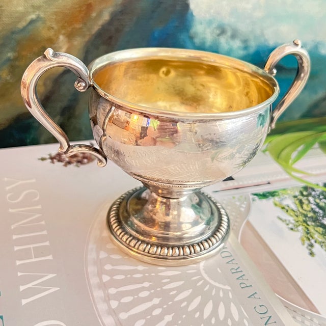 American Antique Wm Rogers MFG Co Sterling Silver Trophy Style Cream & Sugar For Sale - Image 3 of 9