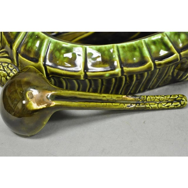 Vintage Tilso Japan Mid Century Modern Green Ceramic Figural Turtle Soup Tureen For Sale - Image 14 of 17