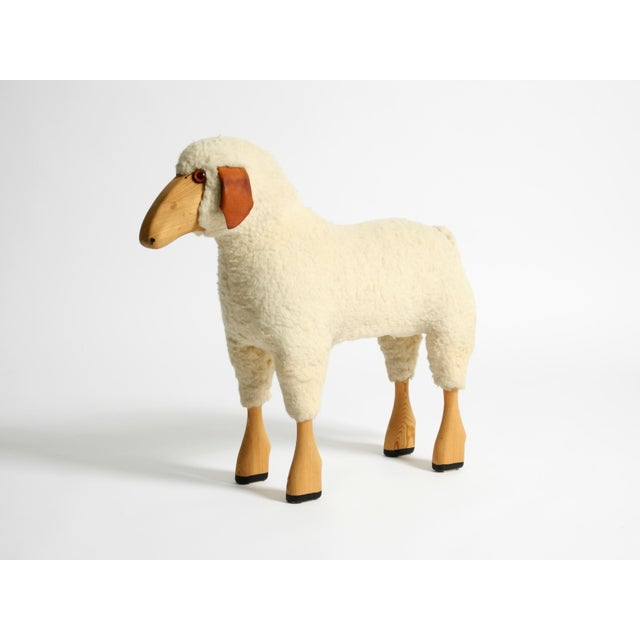 Rare small 'sheep' stool made of genuine sheep's wool by Hanns Peter Krafft, handcrafted by Meier. Made in Germany in the...
