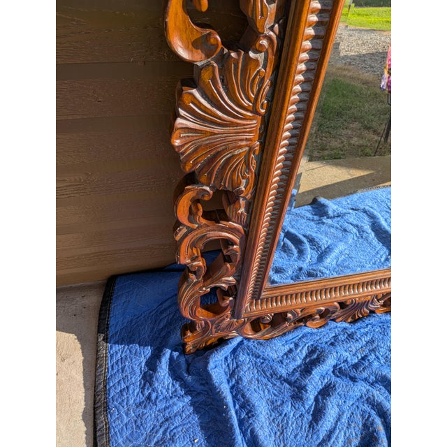 1990s 1990s Drexel Heritege Large Mahogany Framed Wall Mirror. It Is Part of the Talavera Tuscan Collection For Sale - Image 5 of 8