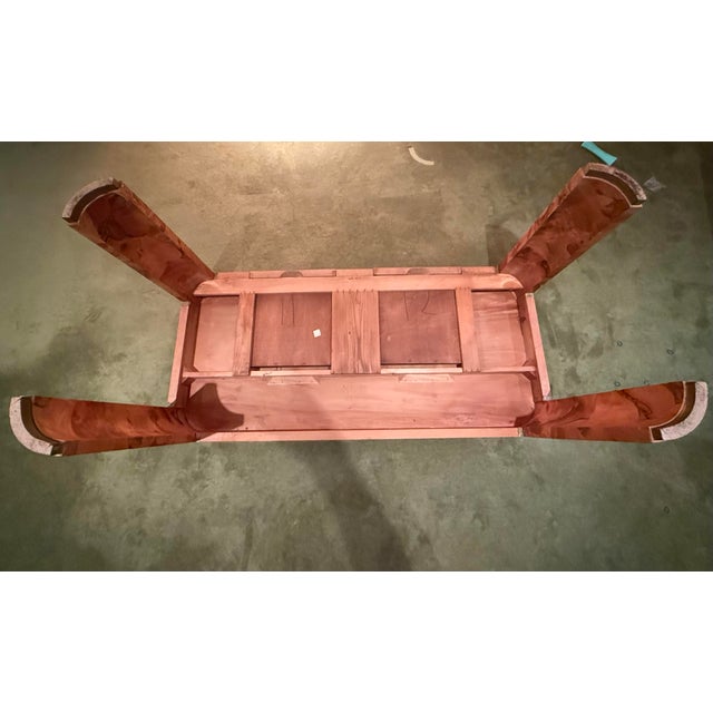 Italian Patchwork Burl Veneer Writing Desk With Brass Trim For Sale - Image 9 of 9