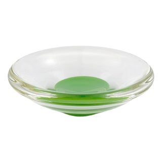 Modernist Green Sommerso Murano Glass Bowl, Italy, 1970s For Sale