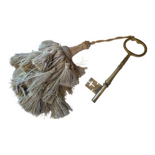 Oversized Brass Key With Tassel For Sale