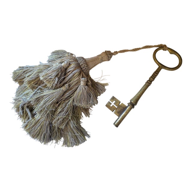 Oversized Brass Key With Tassel For Sale