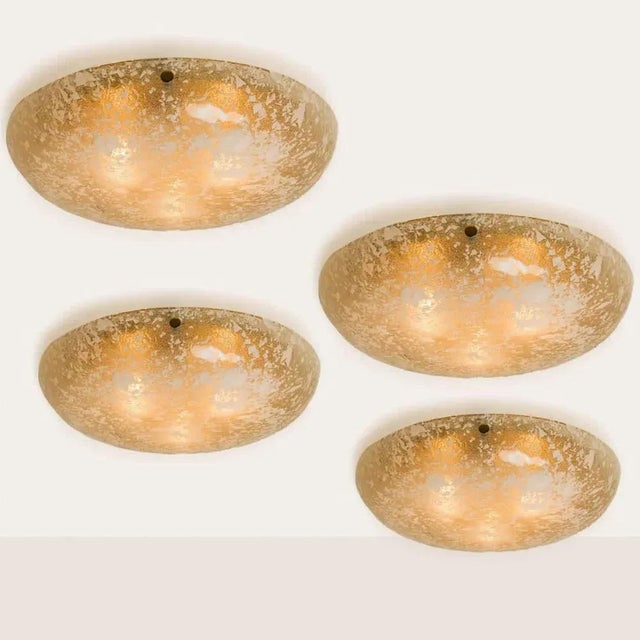 Vintage Round Snowflake Glass Flush Mount, Germany, 1970 For Sale - Image 4 of 12