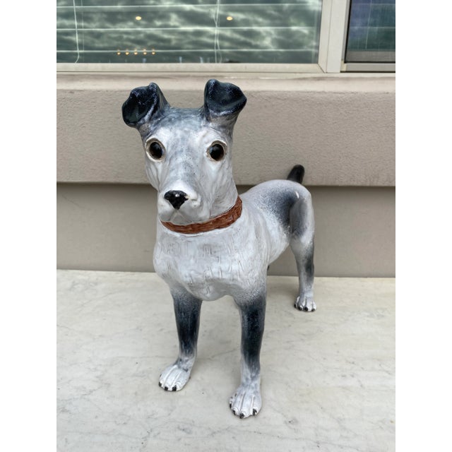 Ceramic Large Majolica Terracotta Dog Terrier Bavent For Sale - Image 7 of 9