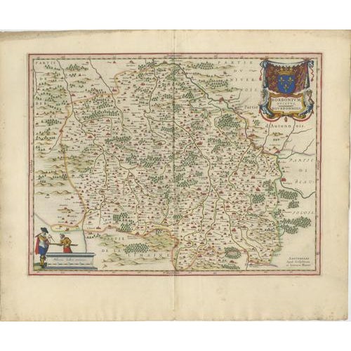 Antique Map of Bourbonnais, Moulins and Vichy from Blaeu, France, 1642 For Sale - Image 3 of 10