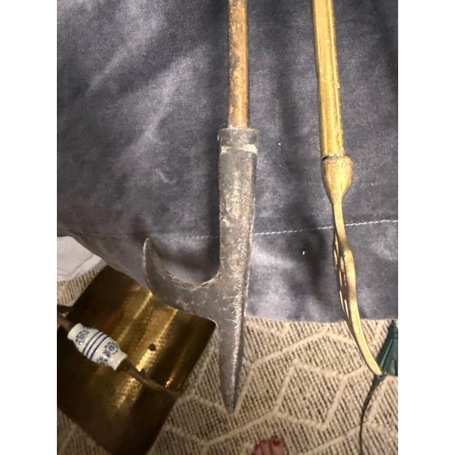 Brass Mid-Century Modern Maison Jansen Style Brass Duck-Head Fireplace Tools & Stand - 5 Pieces For Sale - Image 8 of 12