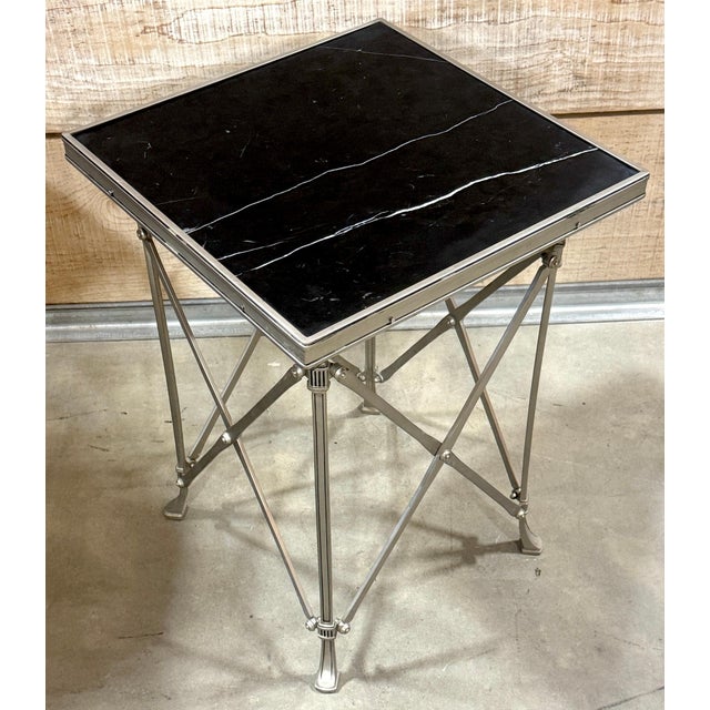 Pair Neoclassical Silvered Bronze & Black Marble Gueridons, Style of Jansen For Sale - Image 15 of 18