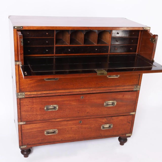 Mid 19th Century Antique British Colonial Campaign Chest Secretary For Sale - Image 5 of 9