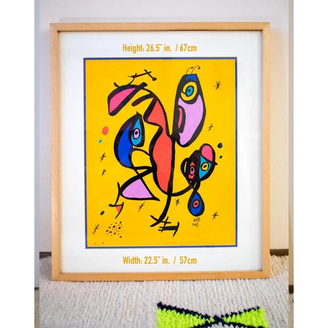 1990 Lawrence Volk Signed Abstract Figurative Mixed-Media Painting , Framed For Sale - Image 12 of 12