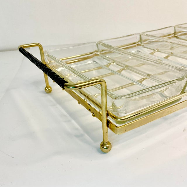 Mid 20th Century Mid-Century Modern Atomic Boho Chic 4-Part Relish Serving Dish With Caddy - 5 Piece Set For Sale - Image 5 of 9