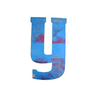 Large Blue Metal Marquee Letter Y For Sale