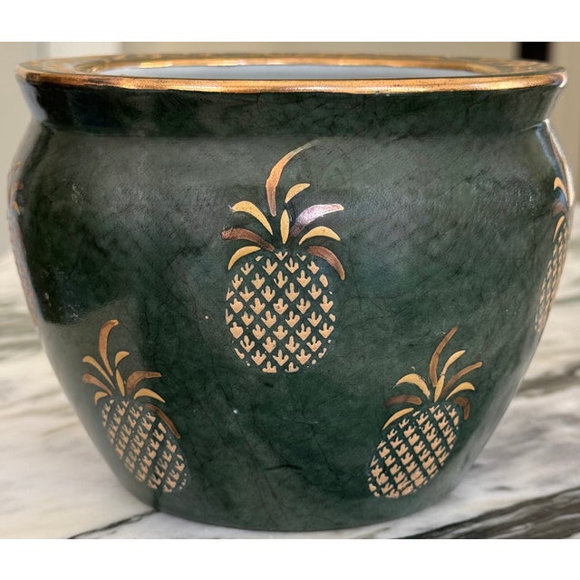 1990’s Andrea by Sadek Pineapple Motif Small Fish Bowl Planter For Sale - Image 13 of 14