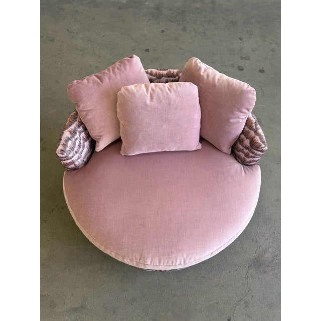 Vintage Baughman-Style Oversized Barrel Lounge Chair For Sale - Image 4 of 11