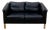 1970s Mid century Danish Modern Beautiful Black Leather Loveseat For Sale