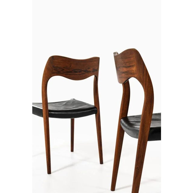 Dining Chairs in Rosewood and Black Leather attributed to Niels O. Møller, 1951, Set of 6 For Sale - Image 3 of 6