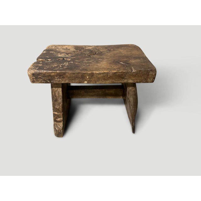 Andrianna Shamaris Wabi Sabi Teak Wood Side Table or Stool For Sale - Image 4 of 5